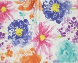 Flannel Back Vinyl Printed Tablecloth,52x104&quot; Oblong, MULTICOLOR FLOWERS... - $17.81