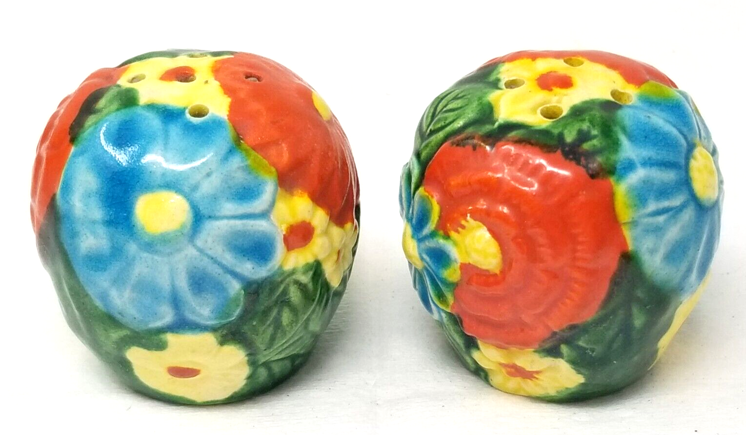 Primary image for Tropical Flowers Orbs Salt Pepper Shakers Japanese Ceramic Cheer Vibrant Small