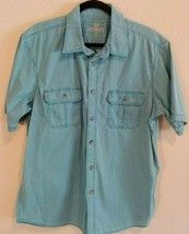Men&#39;s Large Soft Green Outdoor Life Short Sleeved Button Up Shirt - £16.98 GBP
