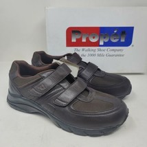 Propet Men&#39;s Sneakers Size 8 M Brown Leather Casual Hook N Loop Shoes - $57.87