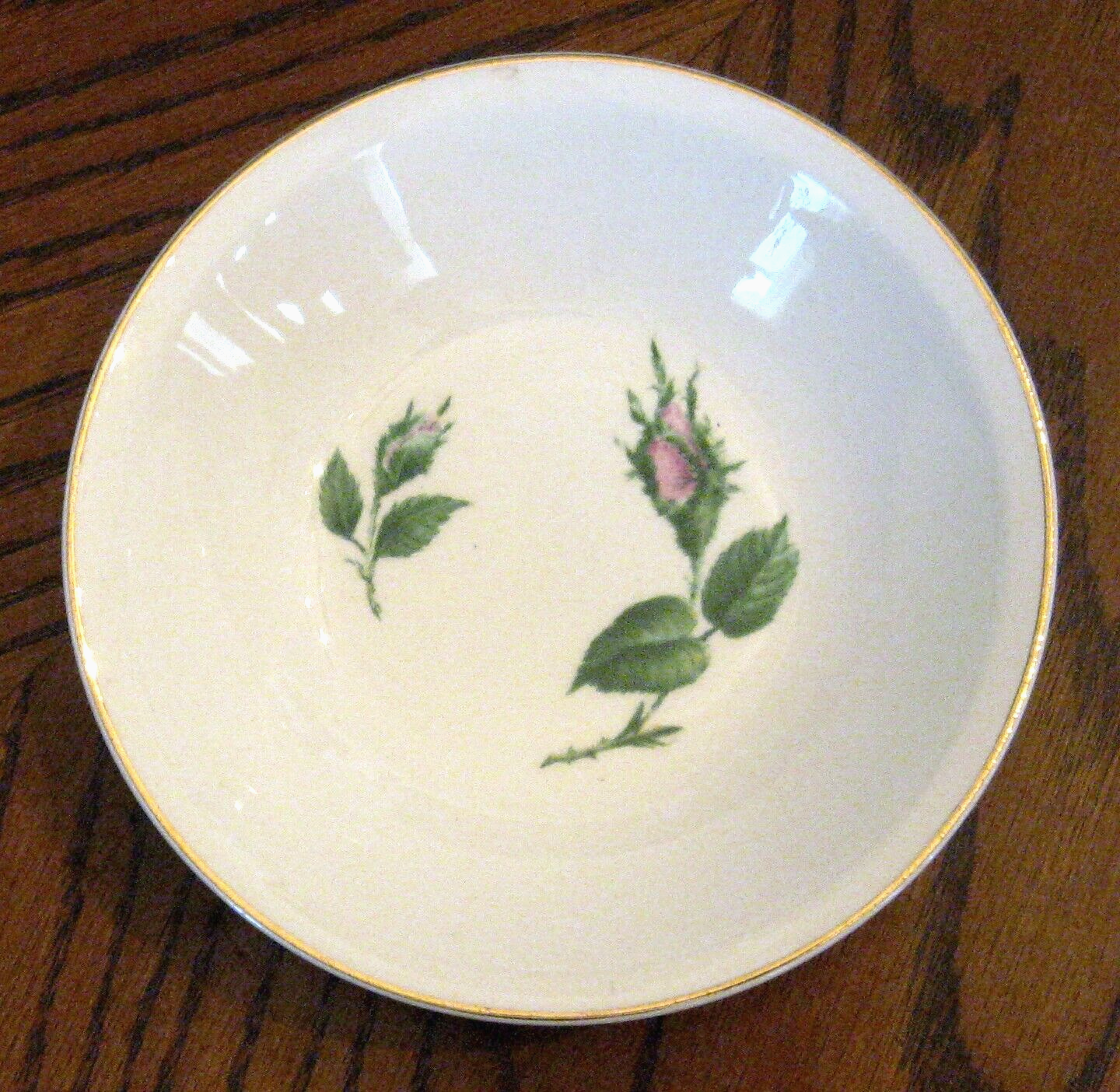 Paden City Pottery Berry Bowl Pink Rose Bud Floral Design Gold Rim Oven ... - $4.90