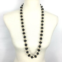 TRIFARI vintage black and goldtone necklace - 1980s 1990s chunky beaded 35&quot; long - £18.09 GBP