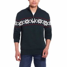 Weatherproof Vintage Men&#39;s Fair Isle 1/4 Zip Pullover Sweater, GREEN, XL - £15.81 GBP