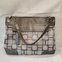 Nine West Purse Shoulder Bag Tote Geometrical Blocks Gray Large Roomy - £18.30 GBP