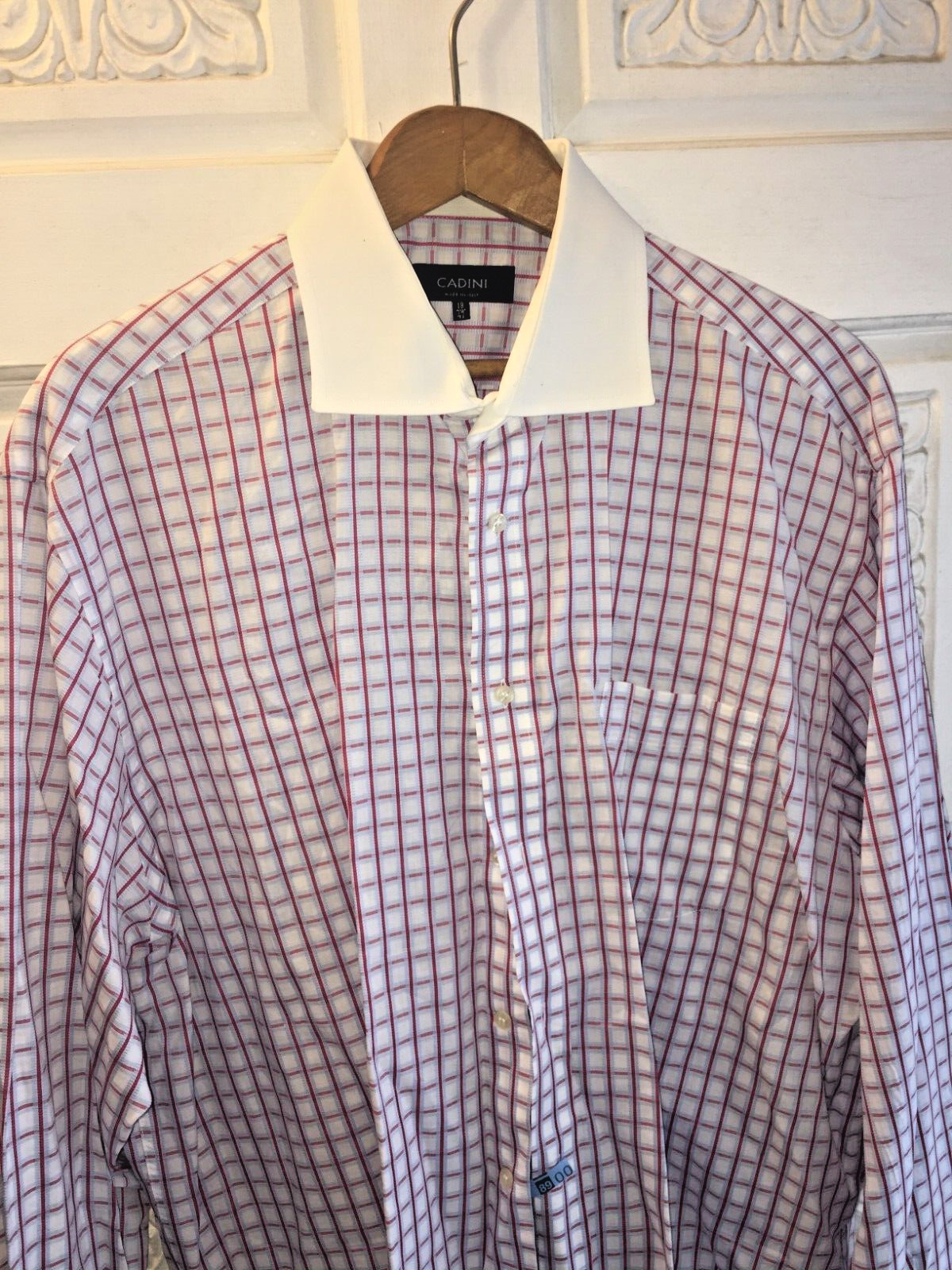 Primary image for Cadini Men's Shirt Size 19 Cotton Italy Button Up Check Pattern SEE DESCRIPTION