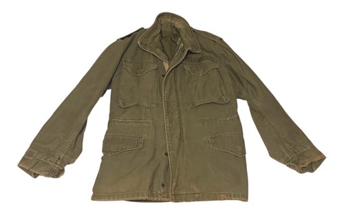 Vintage 70s US Army M-65 Field Jacket Olive Drab Distressed Faded Military Coat image 2