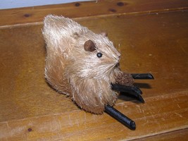 Small Furry Straw Squirrel w Black Painted Wood Limbs and Pinecone Nut Figurine - £6.88 GBP