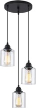 Sinmila 3-Lights Industrial Pendant Light With Glass Shade Matte, Farmhouse - £51.95 GBP