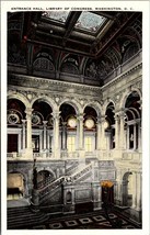 Washington D.C. Entrance Hall Library of Congress UNP 1915-1930 Vintage Postcard - £7.53 GBP