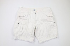 Vtg 90s Ralph Lauren Mens 40 Distressed Heavyweight Cargo Shorts White Cotton - £46.79 GBP