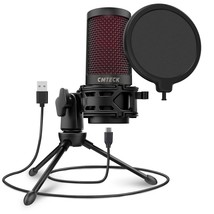 Usb Microphone, Xm550 Podcast Microphone With Pop Filter &amp; Mute Button, Compatib - £36.87 GBP