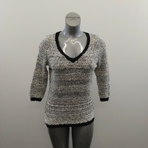 Ricki&#39;s V Neck Sweater Women&#39;s Size Medium Gray Black Long Sleeve Acryli... - $7.92