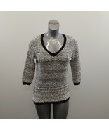 Ricki&#39;s V Neck Sweater Women&#39;s Size Medium Gray Black Long Sleeve Acryli... - $7.92