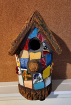 NWT Maxcera Handcrafted Pottery Decorative Mosaic Tile Bird House 10&quot; X 6&quot; - $23.72