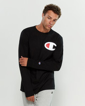 Nwt Champion Msrp $52.99 Embroidery Patch Men&#39;s Black Long Sleeve T-SHIRT Size L - £18.33 GBP