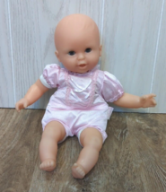 Corolle 12" small baby doll sleepy eyes fabric bean body USED pink outfit 1995 - £11.60 GBP