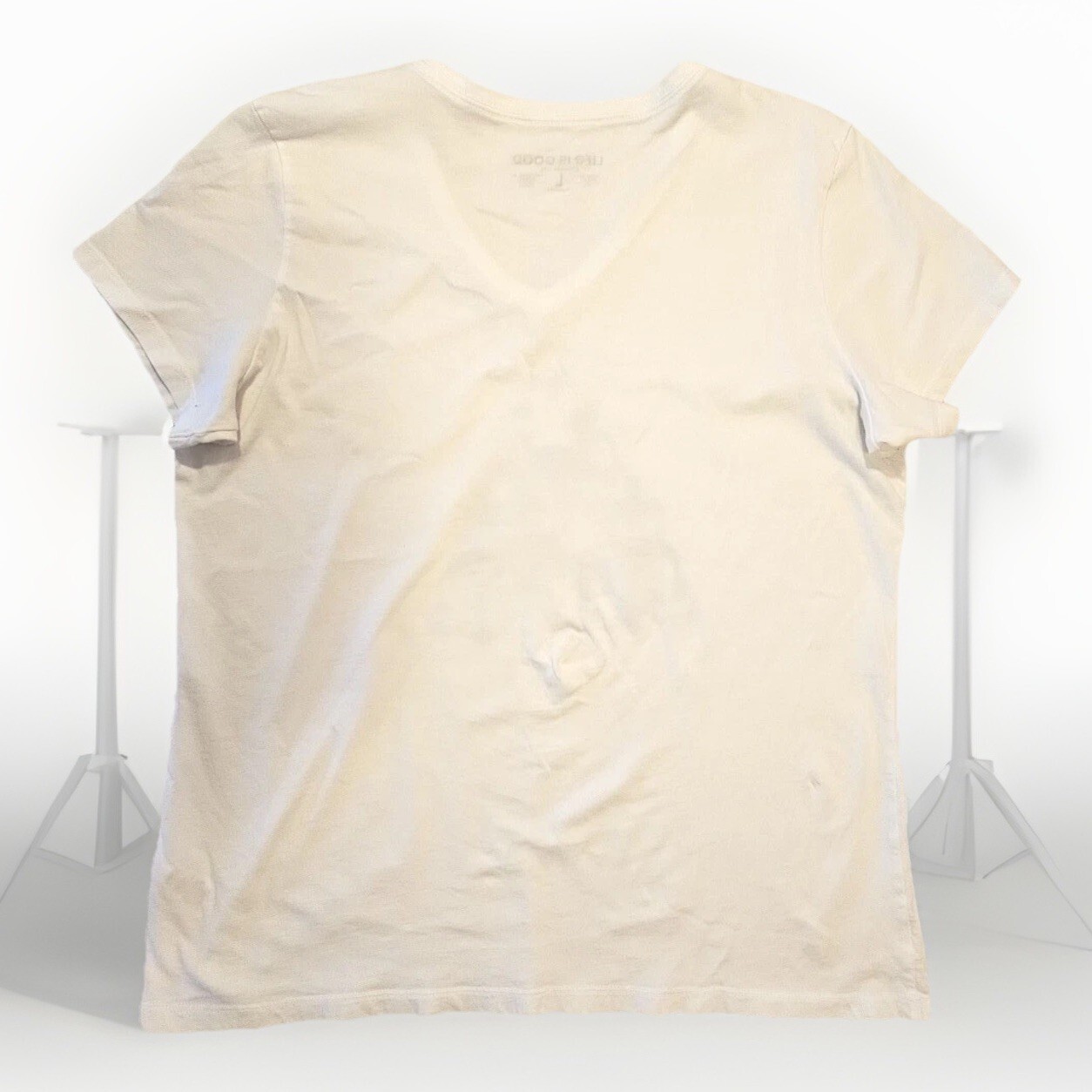 Life is Good Christmas Shirt Crusher T Womens L Penguin Tree White Short Sleeve Item image 6