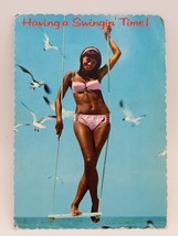 State View~Having A Swingin&#39; Time~Woman In Bikini~Dexter Press~POSTCARD  - £4.88 GBP