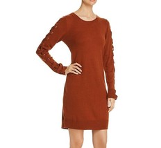 Love Scarlett Womens M Bourbon Brown Lace Up Sleeve A Line Sweater Dress... - £24.00 GBP