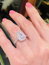 1.78 Ct Pear Cut Diamond Engagement Double Halo Ring 14k White Gold - $4,652.01
