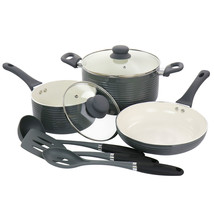 Oster Ridge Valley 8 pc Aluminum Nonstick Cookware Set in Grey - £65.91 GBP