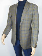 Men's Mono Turkey Sport Coat 100% Super 180s Wool 1480-02 Tan Blue Plaid image 3