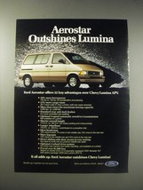 1990 Ford Aerostar Ad - Aerostar outshines Lumina - $18.49