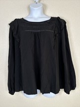 Como Vintage Womens Plus Size 3X Black Ruffle Relaxed Top Long Sleeve - £9.82 GBP