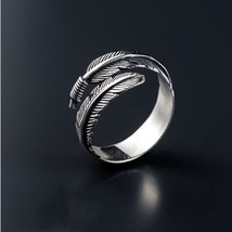 ZTRLIUA Classic 925 Sterling Silver Plated Feather Theme Adjustable Ring -Ladies - £12.78 GBP