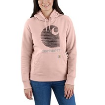 Carhartt Pink Women&#39;s 1X Rain Defender Relaxed Fit C Logo Graphic Sweatshirt - £41.27 GBP