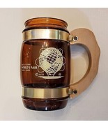 Siesta Ware Brown Glass Wood Handle Barrel Mug New York Worlds Fair 1964... - $19.72