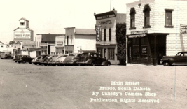 Murdo SD South Dakota Main Street View Postcard RPPC 1940 1930s FLour Mill Hotel - $34.25