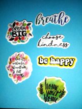 Set of 6 Positive Vinyl Art Stickers, Approx 2 Inches, Put on Cups, Book... - £3.83 GBP