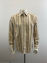 Tommy Bahama Men's Cotton Button Up Shirt Size Large Beige Orange Striped  - £12.61 GBP