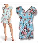 Betsey Johnson Midi Dress Womens Size Small Tiered Seersucker Aqua Blue ... - $34.63