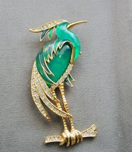 Gold Tone Enamel Rhinestone Jelly Belly Heron Bird Pin - £23.48 GBP