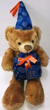 The Petting zoo Happy Birthday Brown Teddy Bear Plush W Blue Present &amp; H... - $23.00