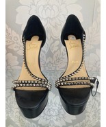 CHRISTIAN LOUBITAN BLACK WITH SILVER STUD HIGH HEELS RETAIL $945.00 - $434.58