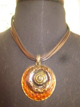 5 Strand Leather Necklace With Statement Piece In Bronze And Brown Worn Once - £7.95 GBP