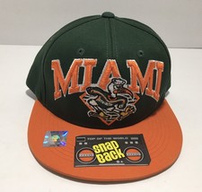 Miami Hurricanes Embroidered Spell-Out Snapback Hat Top of The World 90&#39;s Block - £51.58 GBP