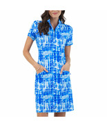 NWT Ladies IBKUL RUE Royal Blue Short Sleeve Mock Golf Dress - M &amp; L - $1,525.77 MXN