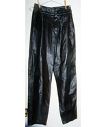 Vintage Toffs Black Leather Pants w/Ruffle at Waist, Pockets-Size 8M-Goo... - $81.36 CAD