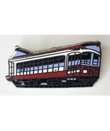 Vintage MAFCO Trolley Railway Lapel Pin Enamel Metal Red White Blue Black - $10.00