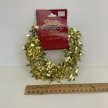 Vtg 1997 25ft Gold Snowflake Garland Wired Santas Workbench Fabri Centers of USA - £8.17 GBP