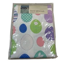 Vintage Casual Home Round Tablecloth Easter Eggs Garden Collection 70&quot; S... - $20.99