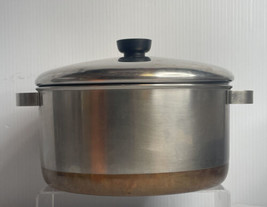 Revere Ware 4 1/2 Qt Copper Bottom Stock Pot w/ Metal Handles for Oven Pat Pend - £14.99 GBP