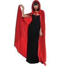 Hooded Adult Long Red Cape Witch Riding Hood Ladies - £18.62 GBP