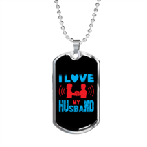 To My Husband Love My Husband Blue  Necklace Stainless Steel or 18k Gold Dog Ta - £37.71 GBP+