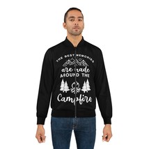 Men&#39;s Stylish Black and White Campfire Graphic Bomber - £66.95 GBP+