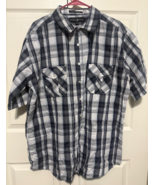 Beverly Hills Polo Club 2XLB Short Sleeve Black/White Plaid Button Up Shirt - $19.80